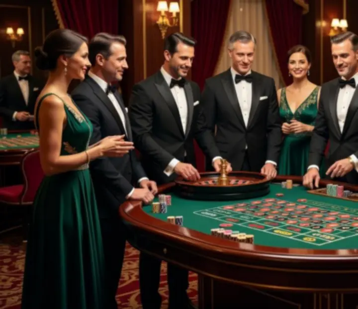 Zespół eleganckich hostess i animatorów NAXSOL ENTERPRISES LTD witających gości podczas mobilnego kasyna na evencie.